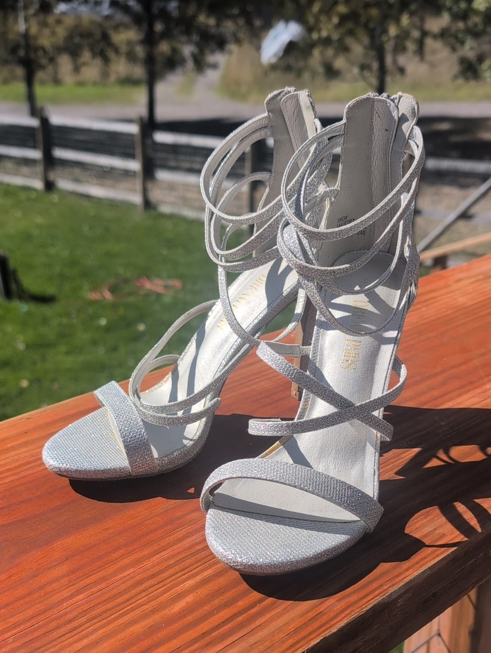 Dream Pairs Silver Strappy Stiletto Heels